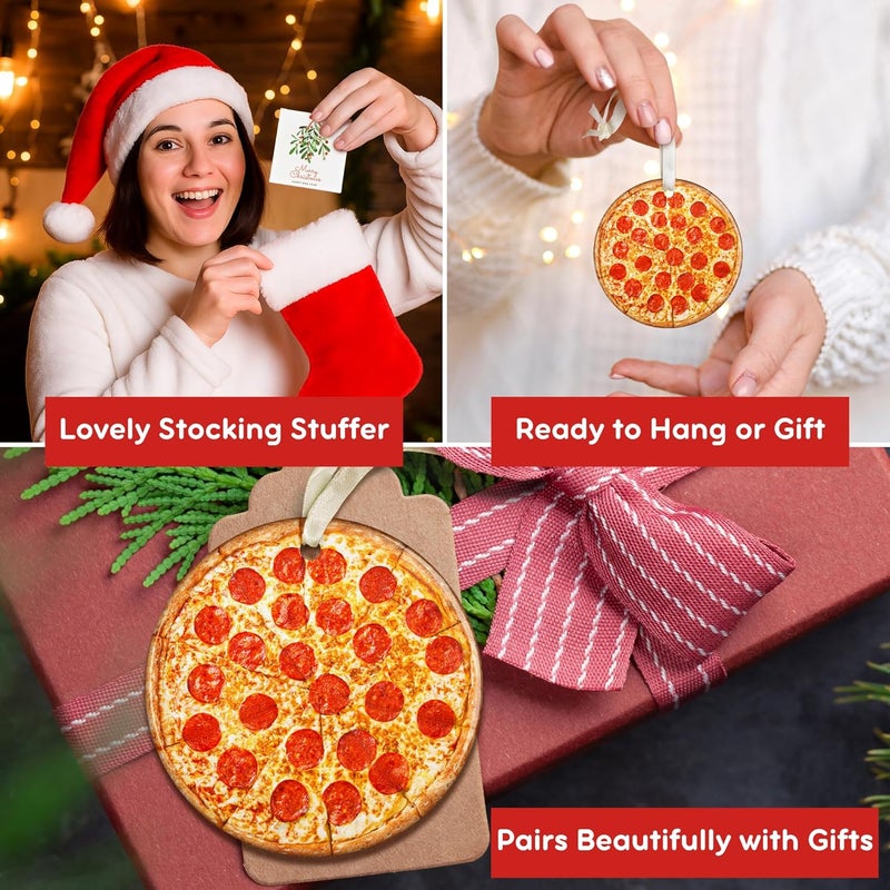 SUCHAGIFT Pizza Ornaments for Christmas Tree - Pizza Ornament - Food Lovers Gifts for Women, Men - Ceramic Christmas Hanging Ornament 2025 - Image 4